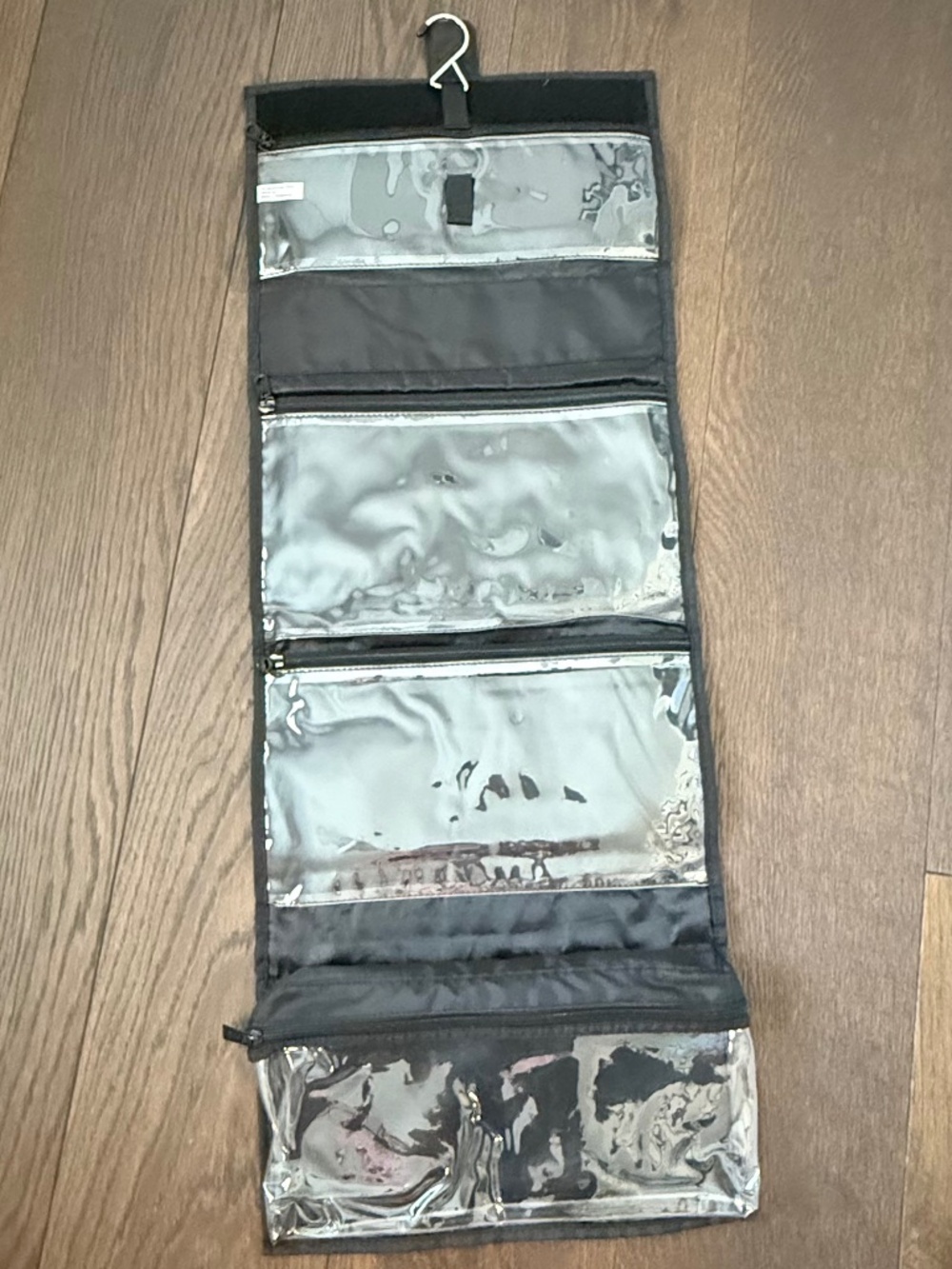 Basics Hanging Travel Toiletry Bag Cosmetic Organizer 4 Clear Zip Compartments B